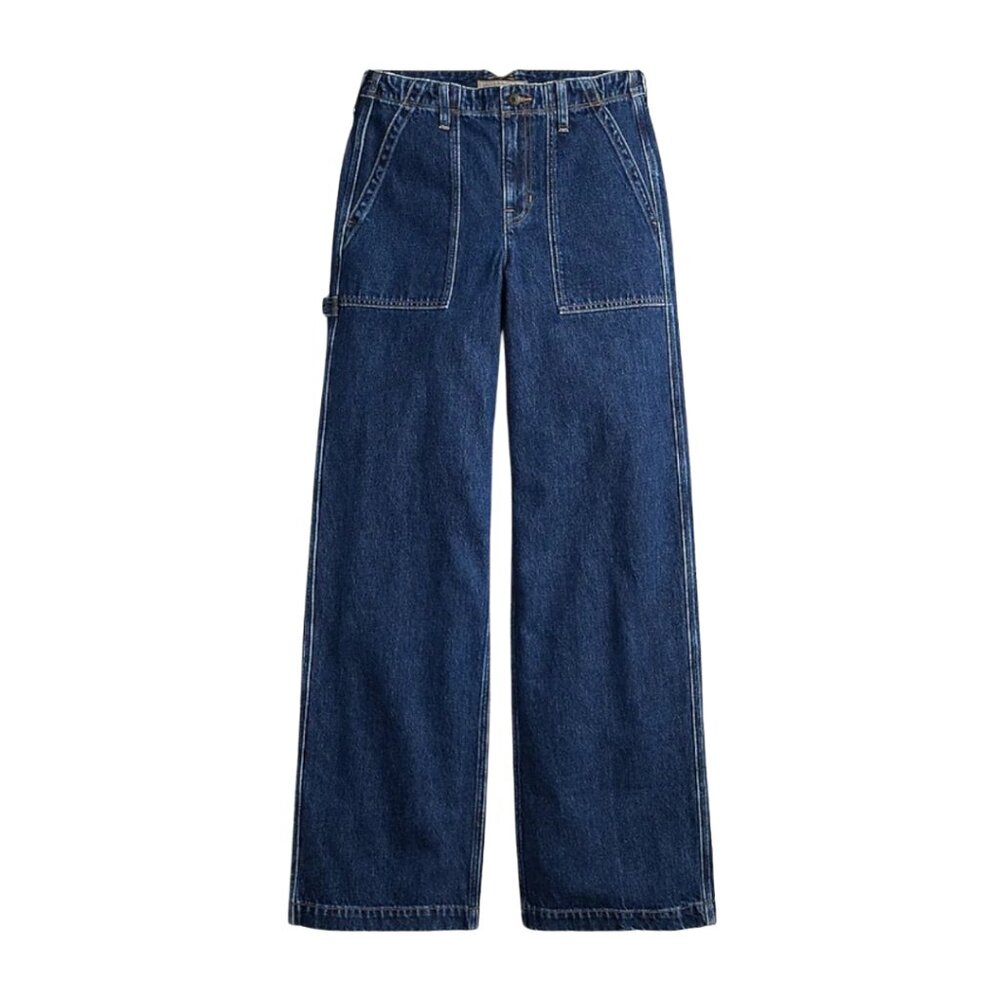 J.Crew Point Sur Wide Leg Carpenter Jean Deep Dusk Blue Wash High Rise Sz 27